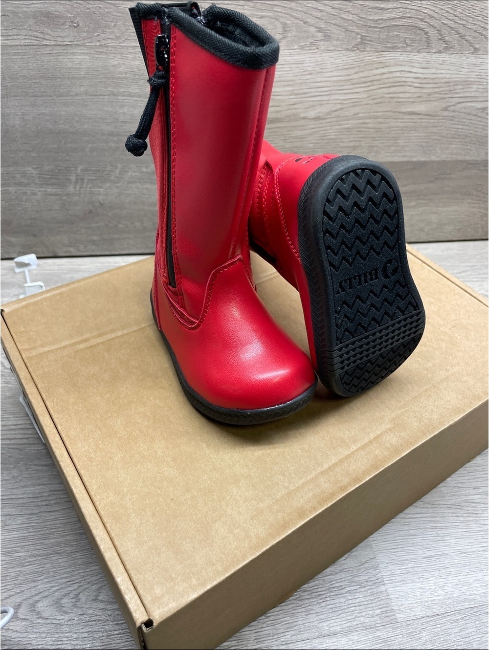 Children's Red Waterproof Pull-On Boots with Side Zip Closure #149